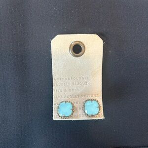 Anthropologie Gold and Blue Stud Earrings